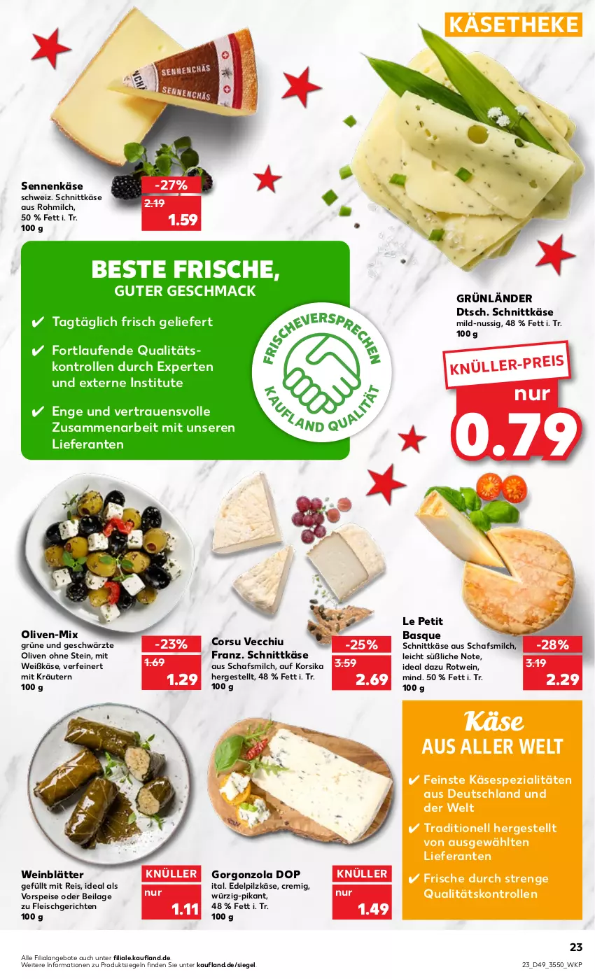 Aktueller Prospekt Kaufland - von 08.12 bis 14.12.2022 - strona 23 - produkty: angebot, angebote, eis, fleisch, gorgonzola, grünländer, ilag, Käse, käsetheke, kräuter, kräutern, Laufen, mac, milch, nuss, olive, oliven, reis, rotwein, schnittkäse, Sennenkäse, Spezi, Ti, vorspeise, wein, ZTE