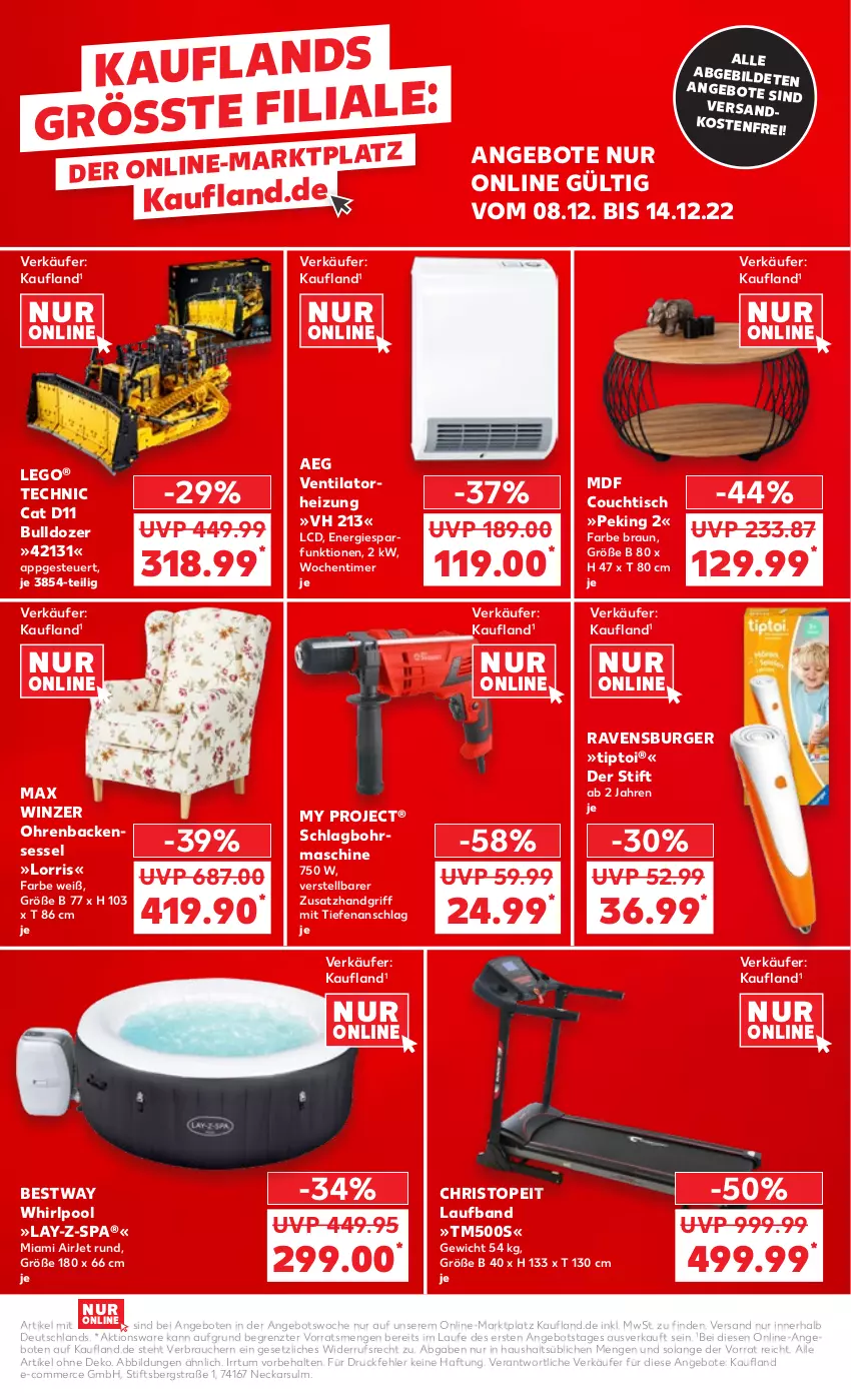 Aktueller Prospekt Kaufland - von 08.12 bis 14.12.2022 - strona 49 - produkty: aeg, angebot, angebote, bestway, braun, burger, Couch, couchtisch, LEGO®, pool, Rauch, ravensburger, schlagbohrmaschine, sessel, Technic, Ti, timer, Tiptoi, tisch, ventilator, Whirlpool, ZTE