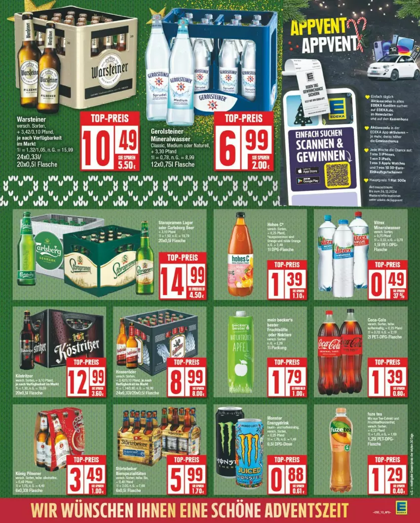 Aktueller Prospekt Edeka - Prospekte - von 09.12 bis 14.12.2024 - strona 13 - produkty: eis, flasche, frucht, könig pilsener, monster, pils, pilsener, reis, steiner, Stier, Ti, Tiere, top-preis, warsteiner