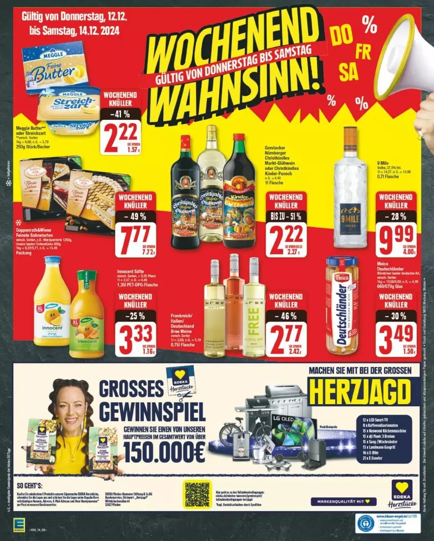 Aktueller Prospekt Edeka - Prospekte - von 09.12 bis 14.12.2024 - strona 16 - produkty: Berger, eis, flasche, gewinnspiel, Glühwein, Kinder, Kindle, mac, nürnberger, reis, Ti, vodka, wein