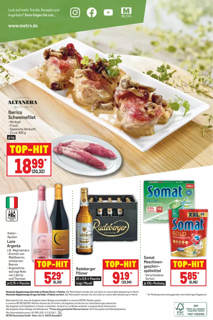 Aktueller Prospekt Metro - Food - von 15.06 bis 22.06.2022 - strona 20 - produkty: abholpreise, amaro, angebot, angebote, beere, beeren, Berger, eis, filet, flasche, geschirr, geschirrspülmittel, getränk, getränke, ilag, Lakritz, LG, Metro, metro gastro, Palette, pils, pilsner, preisvorteil, radeberger, radeberger pilsner, Rauch, regal, reis, rezept, rezepte, rwe, schwein, schweine, schweinefilet, somat, spülmittel, Ti, top-hit, wein, weine, xxl-packung