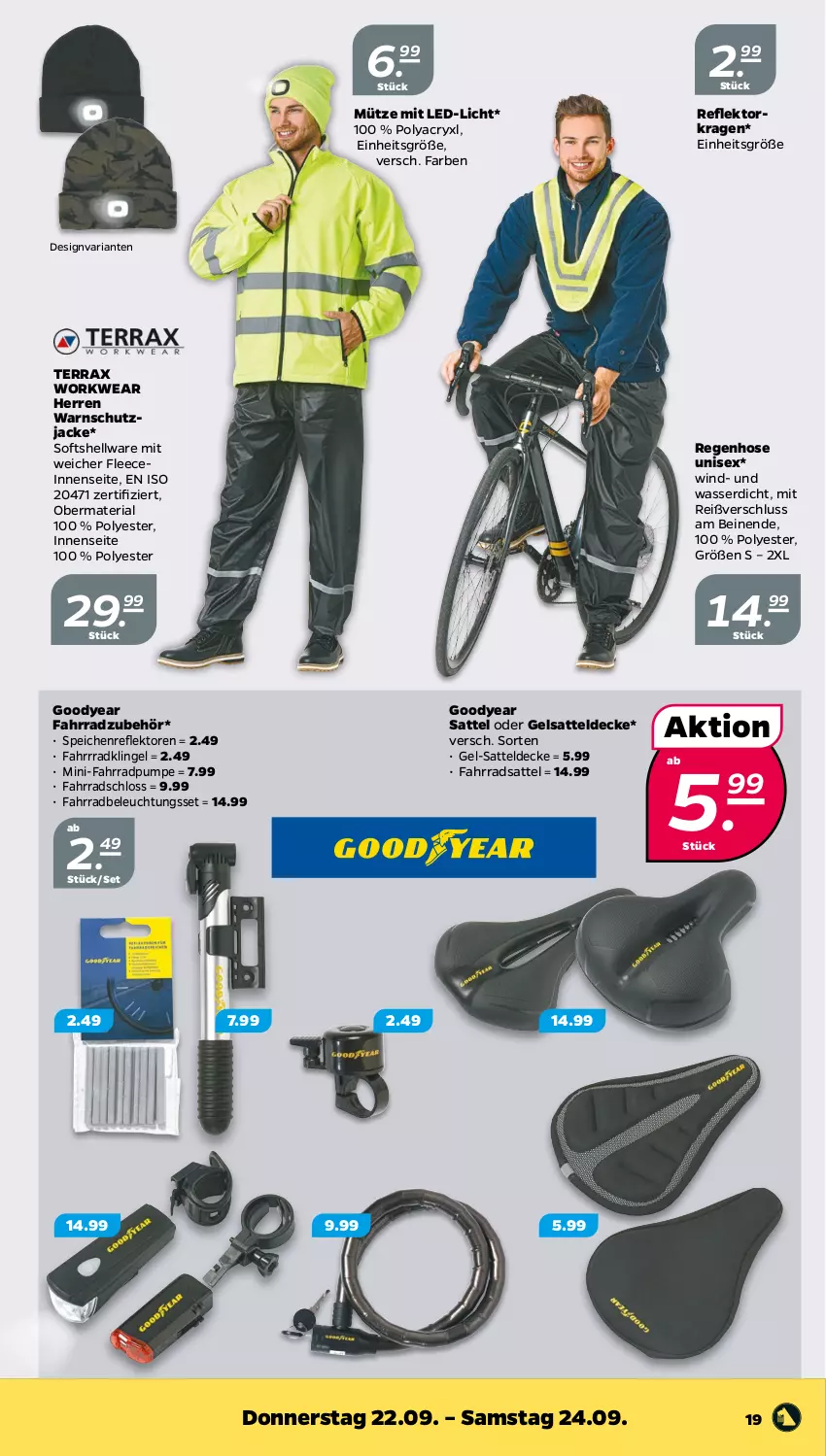 Aktueller Prospekt Netto - Woche 38 - von 19.09 bis 24.09.2022 - strona 19 - produkty: beleuchtung, decke, Fahrrad, Fahrradschloss, hose, Jacke, led-licht, Mütze, Ria, sattel, Ti, wasser