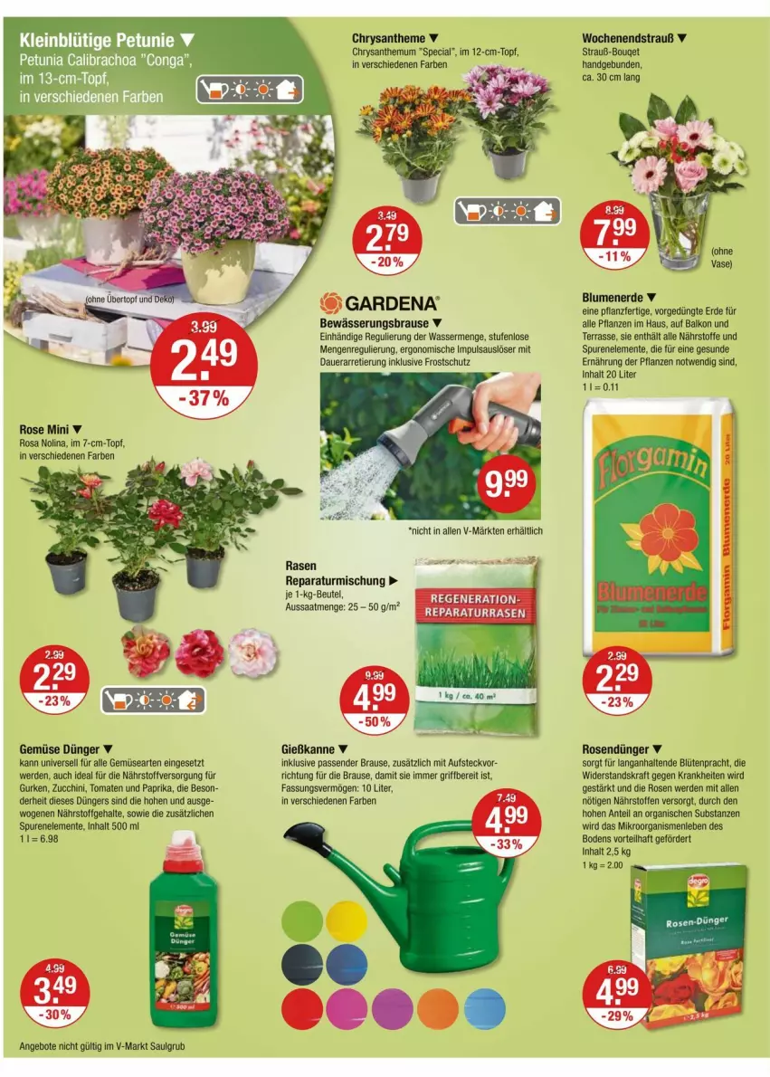 Aktueller Prospekt Vmarkt - Prospekte - von 26.06 bis 02.07.2025 - strona 18 - produkty: angebot, angebote, auer, beutel, blume, blumen, blumenerde, Blüte, brause, dünger, ente, erde, gardena, Gießkanne, gurke, gurken, kraft, LG, paprika, pflanze, pflanzen, rasen, rosen, Ti, tomate, tomaten, topf, wasser, zucchini