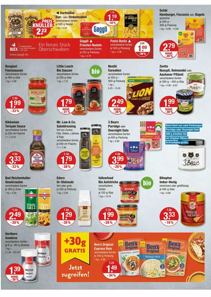Aktueller Prospekt Vmarkt - Prospekte - von 26.06 bis 02.07.2025 - strona 8 - produkty: aufstrich, Bad, Bagel, Belmandel, beutel, bihophar, bio, burger, cerealien, dressing, eier, flasche, gin, hamburger, honig, kikkoman, mandel, nudel, nudeln, nuss, nusspli, porridge, salat, salatdressing, salz, sauce, saucen, soja, Streichzart, Ti, zentis, zucker