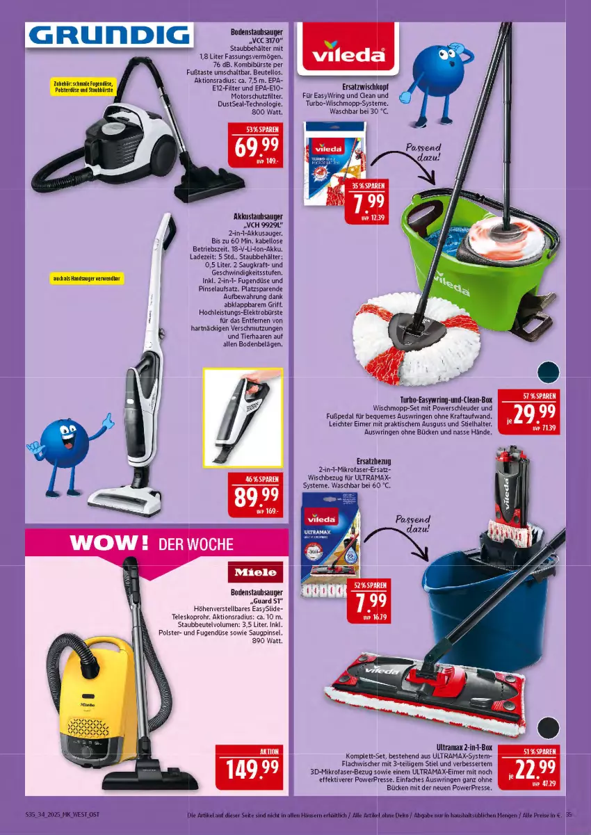 Aktueller Prospekt Marktkauf - Prospekt - von 17.08 bis 23.08.2025 - strona 35 - produkty: akku, Bebe, Behälter, beutel, bodenstaubsauger, bürste, eimer, eis, Elektro, kraft, mikrofaser, ndk, Pinsel, rama, reis, ring, rwe, Schal, staubbeutel, staubsauger, Teleskop, Ti, tisch, Wischmopp
