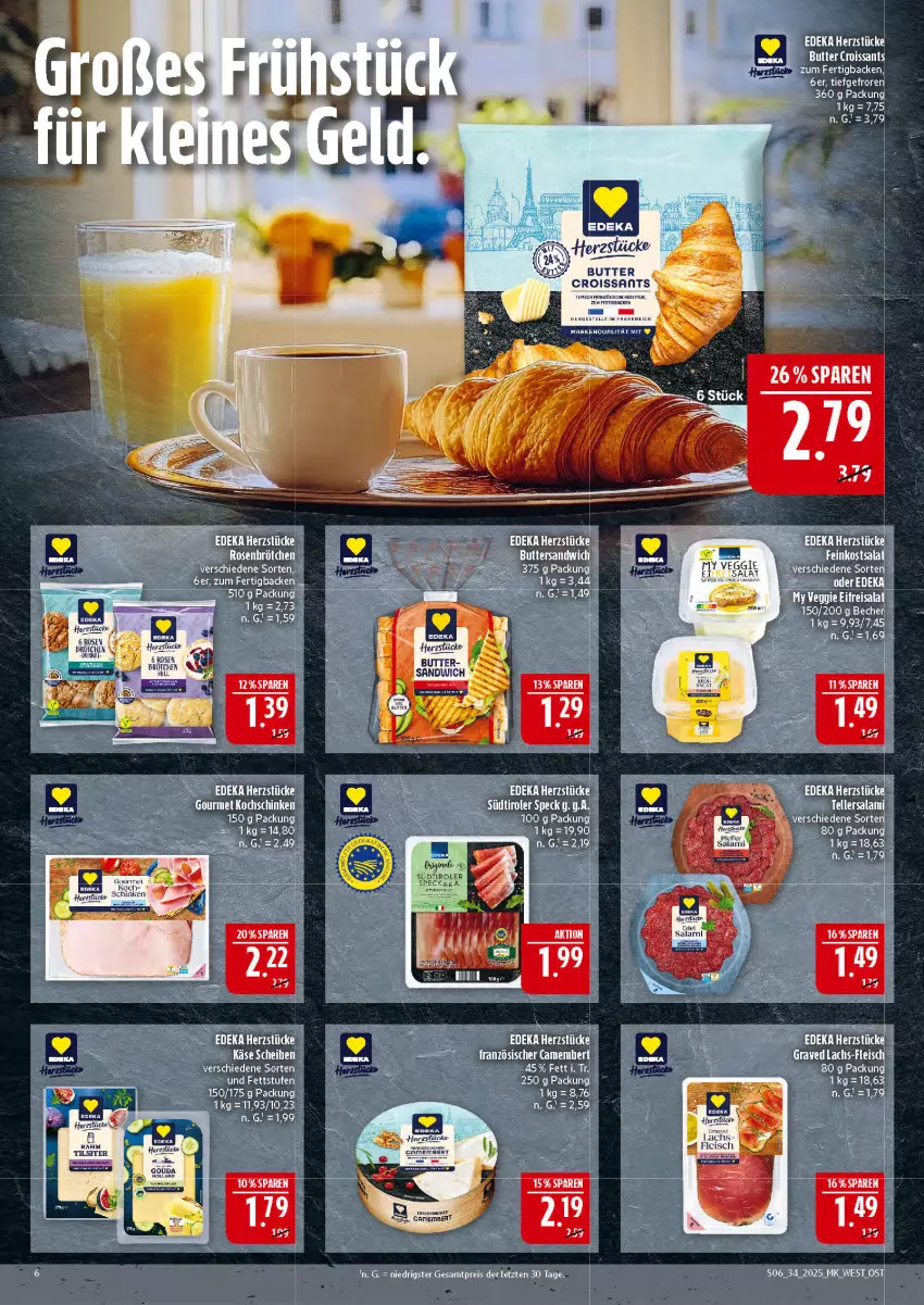 Aktueller Prospekt Marktkauf - Prospekt - von 17.08 bis 23.08.2025 - strona 6 - produkty: Becher, butter, Croissant, croissants, eis, elle, reis, ring, salami, salat, sandwich, Schal, Speck, südtiroler, teller, Ti, tisch, veggie, ZTE