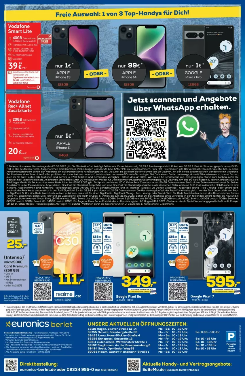 Aktueller Prospekt Euronics - Prospekte - von 22.03 bis 29.03.2023 - strona 12 - produkty: angebot, angebote, Apple, auto, Bau, eis, elle, erde, Handy, intenso, iphone, IPhone 13, microsd, microsdxc, Rauch, reis, rel, Ti, tisch, uhr, usb, vodafone, Yo