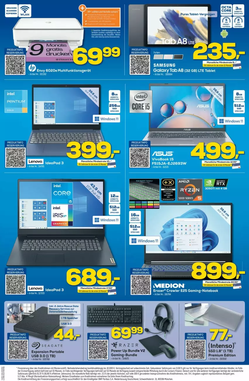 Aktueller Prospekt Euronics - Prospekte - von 22.03 bis 29.03.2023 - strona 5 - produkty: consors finanz, intenso, ryzen, Salsa, ssd, tablet, Ti, usb