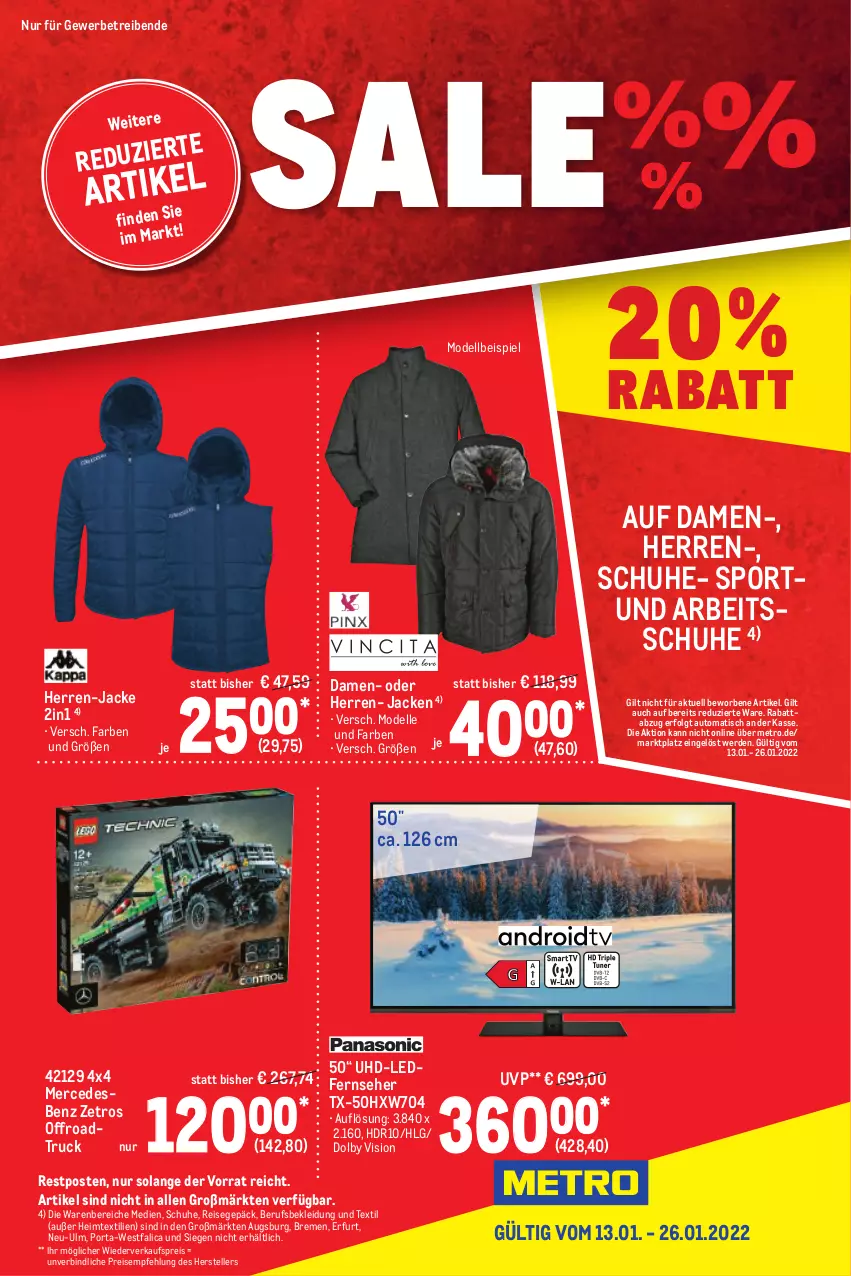 Aktueller Prospekt Metro - Sale Spezial - von 13.01 bis 26.01.2022 - strona 1 - produkty: auto, dell, eis, elle, erde, fernseher, heimtextilien, Jacke, kleid, Kleidung, LG, Metro, Mode, reis, schuhe, Sport, teller, Ti, tisch, uhd