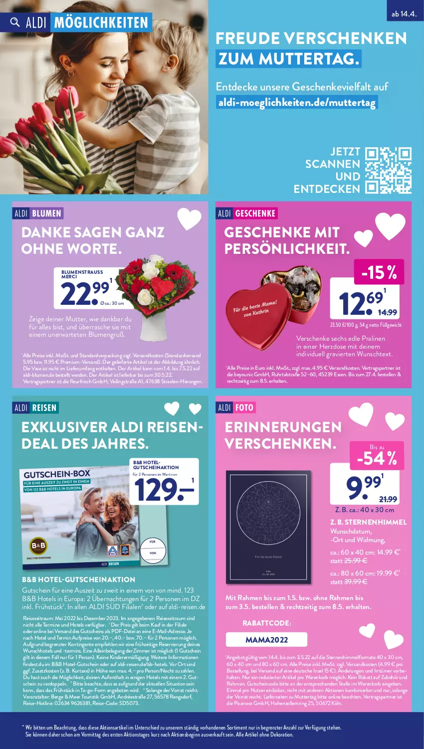 Aktueller Prospekt AldiSud - ALDI Aktuell - von 19.04 bis 23.04.2022 - strona 33 - produkty: aldi, alle artikel ohne dekoration, angebot, angebote, axe, blume, blumen, decke, dekoration, eis, elle, ente, erde, gin, gutschein, hero, K2, Kinder, korb, kurtaxe, LG, mam, merci, ndk, pralinen, reis, ring, rum, Ti, uhr, Vase, Yo, ZTE