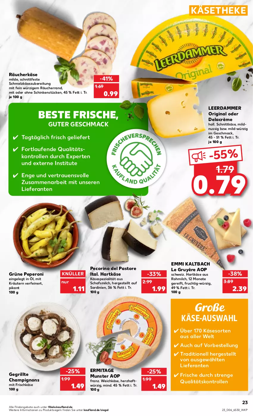 Aktueller Prospekt Kaufland - von 09.02 bis 15.02.2023 - strona 23 - produkty: angebot, angebote, champignon, champignons, emmi, frischkäse, frucht, gin, grill, hartkäse, Käse, käsetheke, kräuter, kräutern, Laufen, leerdammer, mac, milch, nuss, Pecorino, peperoni, Peroni, schinken, Schmelzkäse, schmelzkäsezubereitung, schnittkäse, Spezi, Ti, weichkäse