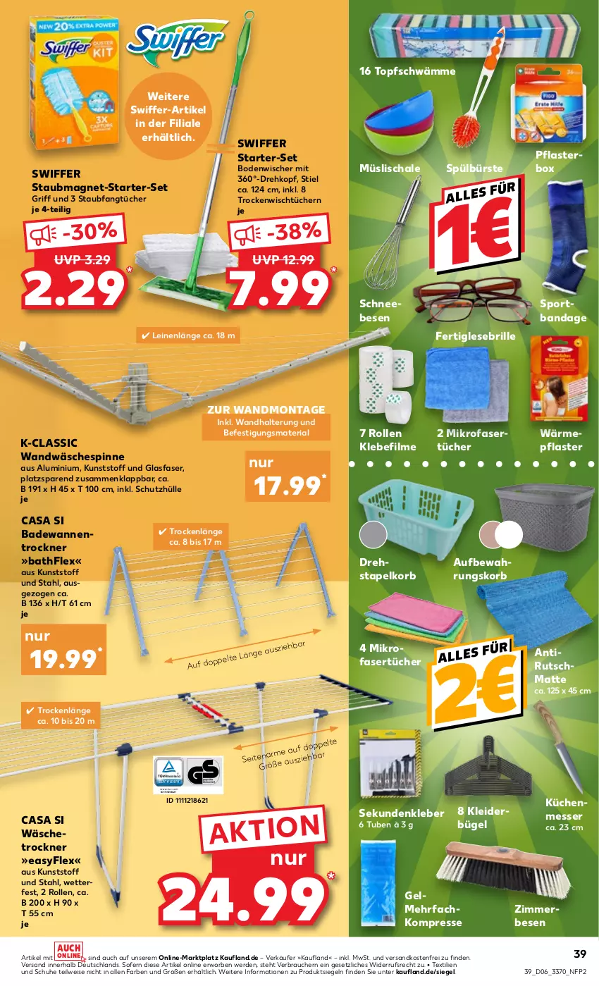 Aktueller Prospekt Kaufland - von 09.02 bis 15.02.2023 - strona 39 - produkty: Bad, Badewanne, bodenwischer, Brille, bügel, bürste, eis, erde, Fangtücher, kleber, kleid, kleider, kleiderbügel, korb, küche, Küchen, leine, messer, mikrofaser, Mikrofasertücher, müsli, Müslischale, ndk, pflaster, Rauch, Ria, Schal, Schale, Schneebesen, schuhe, schutzhülle, Sport, staubmagnet, swiffer, Ti, topf, Trockner, tücher, versandkostenfrei, wandhalterung, Wanne, wäschespinne, wäschetrockner