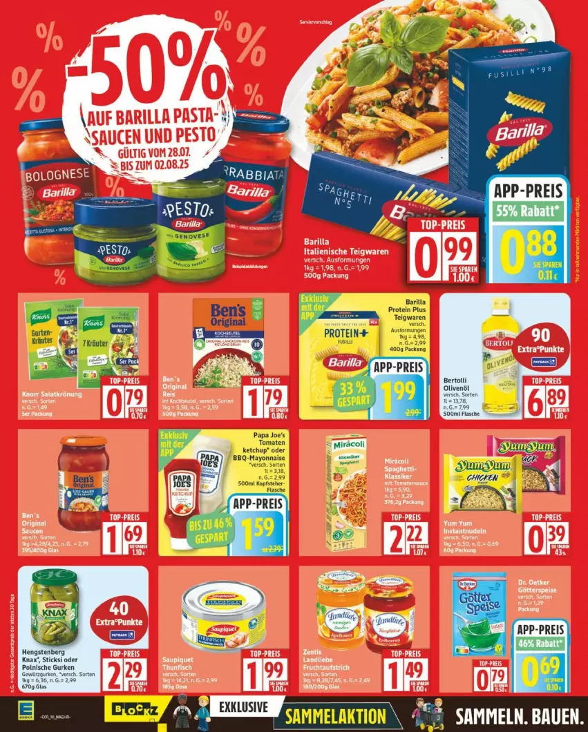 Aktueller Prospekt Edeka - Prospekte - von 28.07 bis 02.08.2025 - strona 10 - produkty: barilla, beutel, ketchup, kochbeutel, Papa Joe's, pasta, sauce, saucen, teigwaren, tomate, tomaten, tomaten ketchup