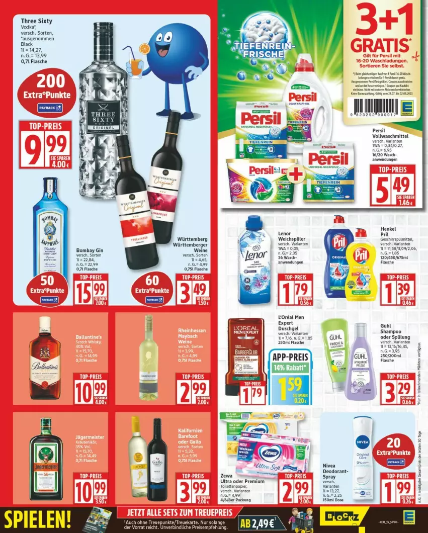 Aktueller Prospekt Edeka - Prospekte - von 28.07 bis 02.08.2025 - strona 15 - produkty: Berger, deo, deodorant, duschgel, eier, flasche, Guhl, l'oreal, lack, lenor, nivea, papier, persil, Ria, spülung, Ti, toilettenpapier, torte, vollwaschmittel, waschmittel, weichspüler, zewa