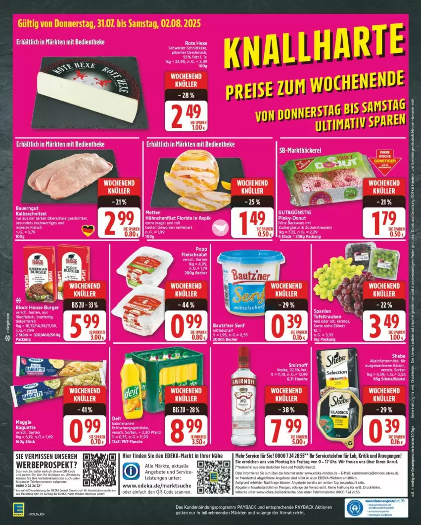 Aktueller Prospekt Edeka - Prospekte - von 28.07 bis 02.08.2025 - strona 16 - produkty: angebot, angebote, baguette, deka, eis, elle, filet, kalbsschnitzel, Mett, metten, payback, Popp, schnitzel, telefon, Ti, uhr