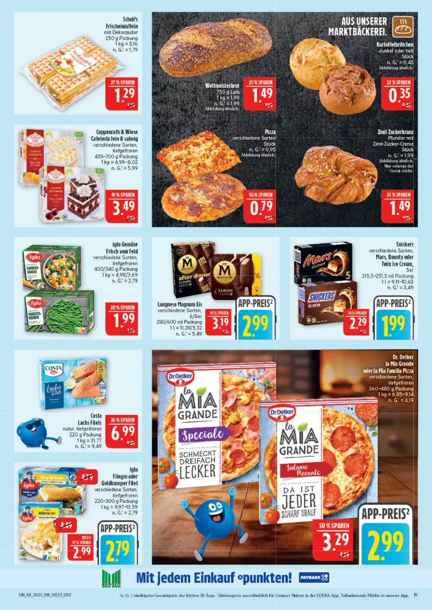 Aktueller Prospekt Marktkauf - Prospekt - von 26.10 bis 01.11.2025 - strona 19 - produkty: aktionspreis, bounty, coppenrath, creme, deka, Dr. Oetker, eis, filegro, filet, filets, iglo, lachs, langnese, magnum, mars, natur, nuss, oder twix, pizza, reis, Ria, snickers, tee, Ti, twix, waffeln, ZTE, zucker