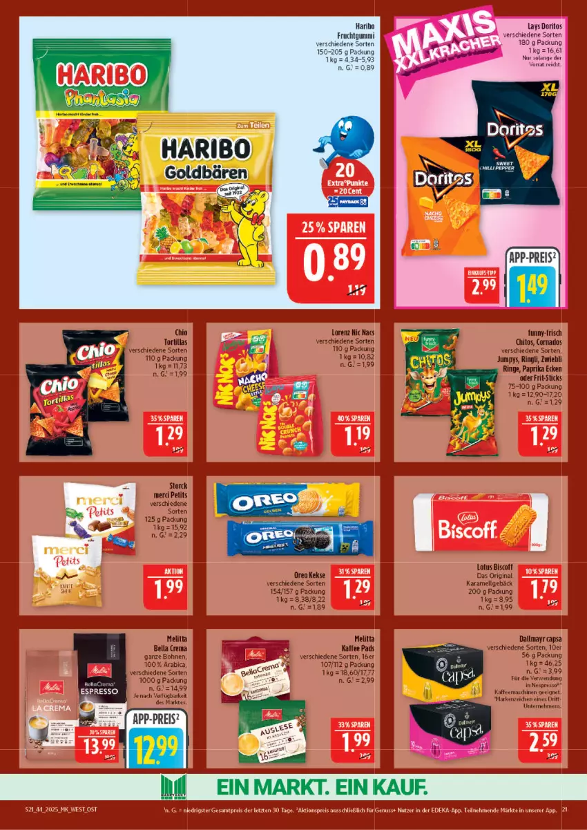 Aktueller Prospekt Marktkauf - Prospekt - von 26.10 bis 01.11.2025 - strona 21 - produkty: biscoff, Doritos, eis, espresso, frucht, fruchtgummi, haribo, lays, reis