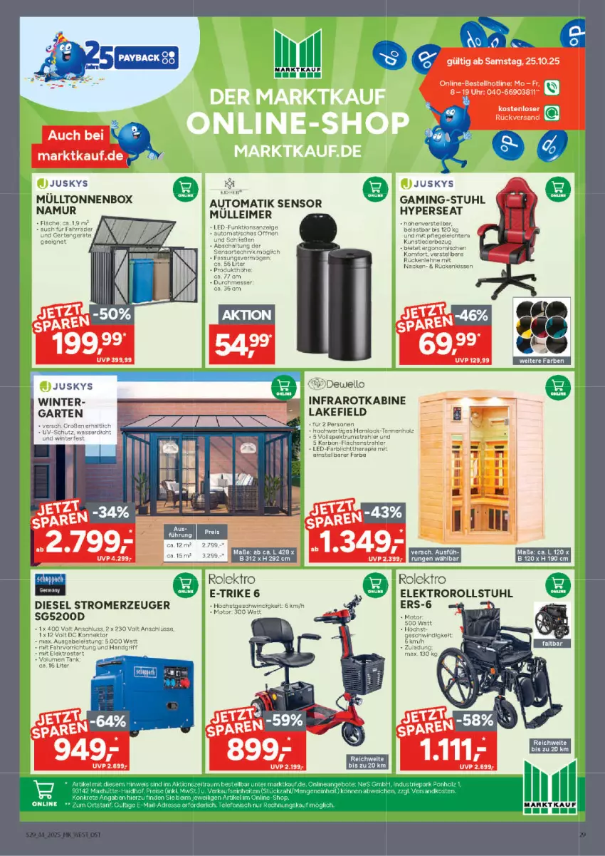 Aktueller Prospekt Marktkauf - Prospekt - von 26.10 bis 01.11.2025 - strona 29 - produkty: Diesel, Elektro, Garten, Stromerzeuger, stuhl, tee, Ti, uhr, uv-schutz, wasser