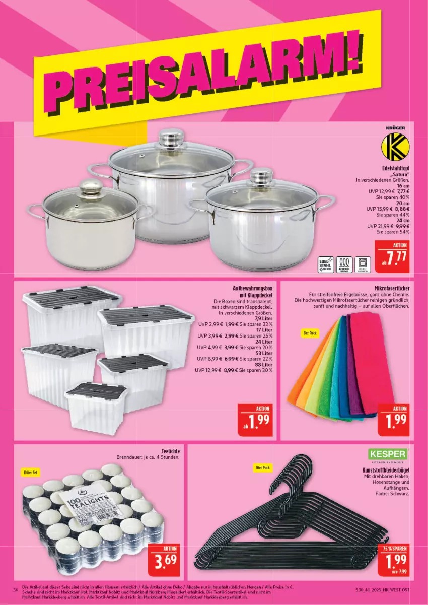 Aktueller Prospekt Marktkauf - Prospekt - von 26.10 bis 01.11.2025 - strona 30 - produkty: auer, aufbewahrungsbox, bügel, decke, Deckel, edelstahl, eis, hose, hosen, kleid, kleider, kleiderbügel, mikrofaser, Mikrofasertücher, reifen, reis, schuhe, Sport, Ti, topf, tücher