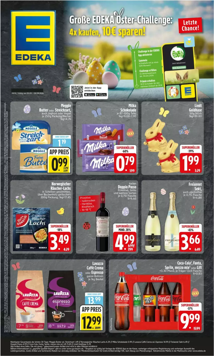Aktueller Prospekt Edeka - Prospekte - von 30.03 bis 04.04.2026 - strona 1 - produkty: acer, bohne, bohnen, caffe, deka, erde, flasche, LG, lindt, sprite, Ti