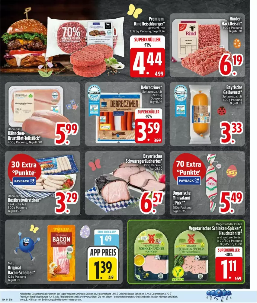 Aktueller Prospekt Edeka - Prospekte - von 30.03 bis 04.04.2026 - strona 18 - produkty: Abtei, bacon, burger, debrecziner, eis, fleisch, gin, reis, rind, rinder, rindfleisch, Rindfleischburger, rügenwalder, rügenwalder mühle, schinken, spitzenqualität, Ti, tulip, wurst, ZTE