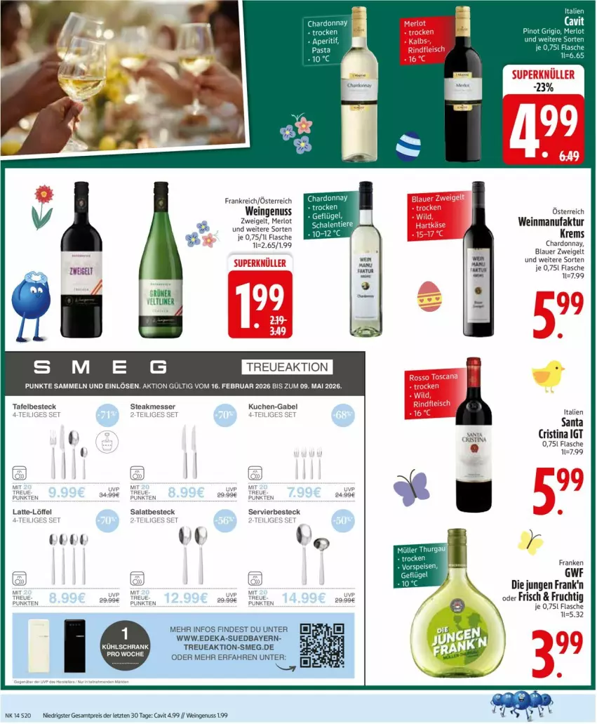 Aktueller Prospekt Edeka - Prospekte - von 30.03 bis 04.04.2026 - strona 22 - produkty: auer, besteck, blauer zweigelt, deka, eis, Faktu, flasche, frucht, gabel, kuchen, latte, Löffel, merl, merlot, messer, nuss, reis, salat, steak, Ti, wein, ZTE, Zweigelt