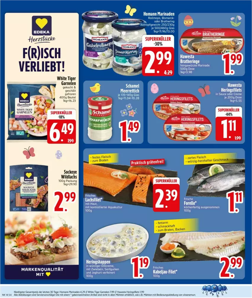 Aktueller Prospekt Edeka - Prospekte - von 30.03 bis 04.04.2026 - strona 6 - produkty: beutel, filet, filets, garnelen, hawesta, hering, Herings, heringsfilets, lachs, ring, Ti, Wild, wildlachs