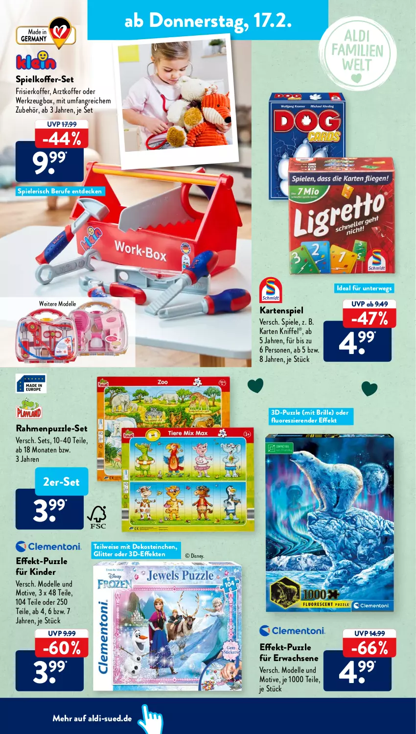 Aktueller Prospekt AldiSud - ALDI Aktuell - von 14.02 bis 19.02.2022 - strona 16 - produkty: aldi, Brille, decke, dell, disney, eis, elle, Kartenspiel, Kinder, koffer, Mode, Puzzle, rwe, Spiele, Ti, werkzeug, Werkzeugbox