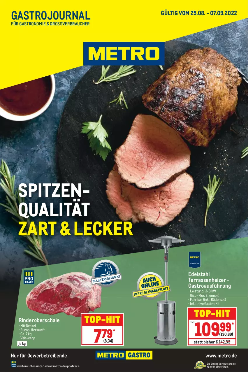 Aktueller Prospekt Metro - GastroJournal - von 25.08 bis 07.09.2022 - strona 1 - produkty: decke, Deckel, edelstahl, eis, Metro, Rauch, reis, rind, rinder, Schal, Schale, spitzenqualität, Ti, top-hit