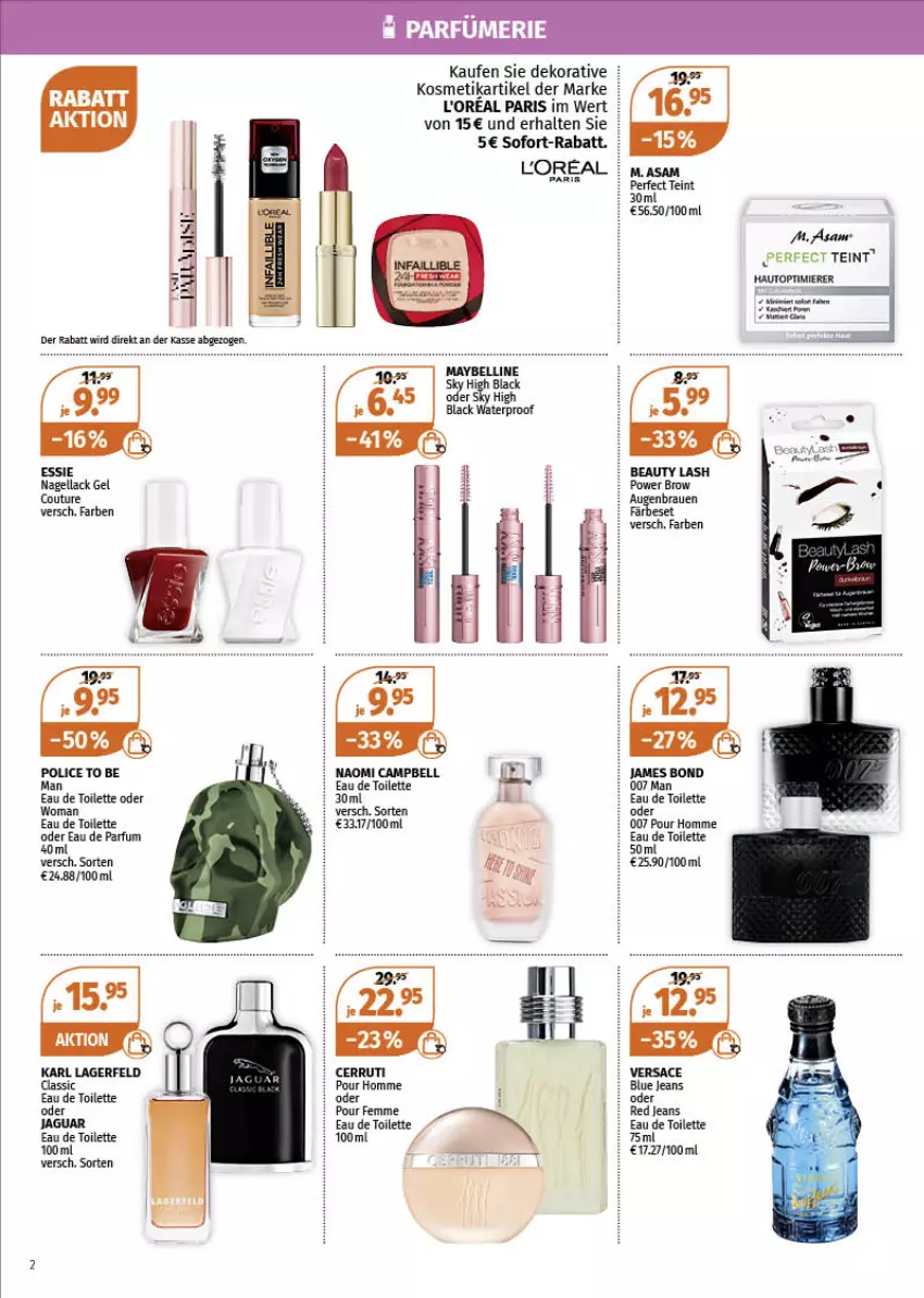 Aktueller Prospekt Mueller - Müller Prospekt - von 14.02 bis 19.02.2022 - strona 2 - produkty: auto, Eau de parfum, eau de toilette, eau de toilette 100 ml, Jaguar, jeans, kosmetik, lack, loreal, Maybelline, Nagellack, Naomi Campbell, parfum, sofort-rabatt, Ti