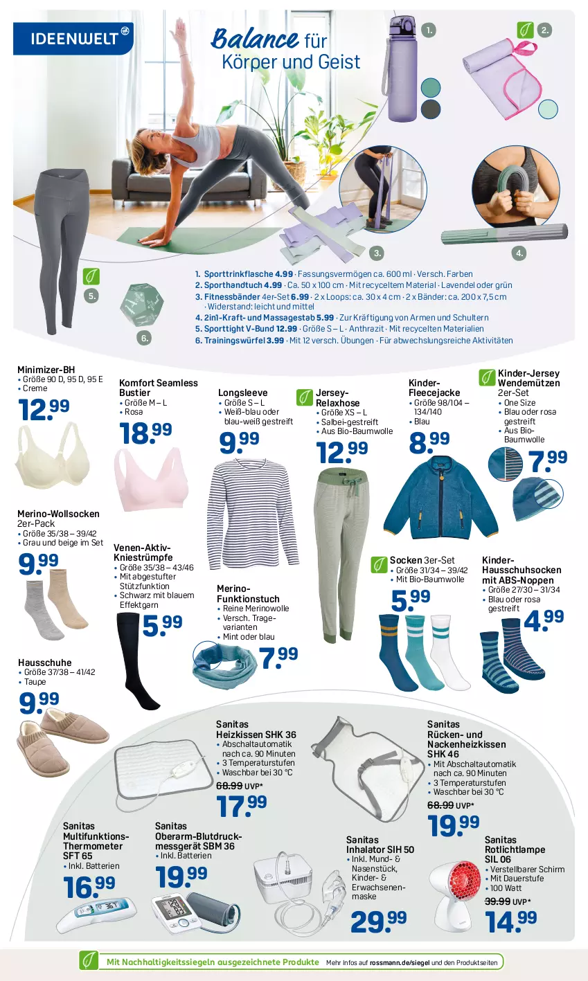 Aktueller Prospekt Rossmann - Prospekte - von 06.01 bis 31.01.2025 - strona 2 - produkty: auer, auto, batterie, batterien, Bau, baumwolle, bio, bio-baumwolle, Blutdruckmessgerät, creme, eis, flasche, Fleecejacke, gsw, handtuch, Hausschuhe, Heizkissen, hose, Jacke, Kinder, kissen, kraft, Lampe, lavendel, Maske, mint, mit bio-baumwolle, Mütze, rel, Ria, Schal, schuhe, socken, Sport, Stier, strümpfe, thermometer, Ti, trinkflasche, tuc, wolle, würfel
