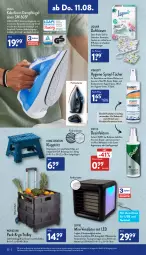 Gazetka promocyjna Aldi Nord - Aldi-Aktuell - Gazetka - ważna od 13.08 do 13.08.2022 - strona 22 - produkty: Bad, bio, bügel, Bügeleisen, corona, dampfbügeleisen, Desinfektion, Duftkissen, eis, flasche, gin, Hefe, Kinder, kissen, klapptritt, kommode, küche, leine, LG, Mode, pilze, quigg, Rauch, Reinigung, Ria, rwe, Tasche, taschen, Teleskop, Ti, trolley, tücher, usb, Venta, ventilator, wasser, wassertank, ZTE