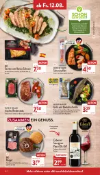 Gazetka promocyjna Aldi Nord - Aldi-Aktuell - Gazetka - ważna od 13.08 do 13.08.2022 - strona 28 - produkty: aldi, aqua, asti, backofen, braten, burger, cabernet, cabernet sauvignon, cheddar, Elan, elle, filet, flasche, forelle, grill, Käse, küche, Küchen, nuss, Ofen, pesto, rel, rind, rinder, Rindersteak, rotwein, sauvignon, Schal, Schale, schwein, schweine, schweinefilet, Speck, steak, Ti, wein, weine, zitrone, zitronen