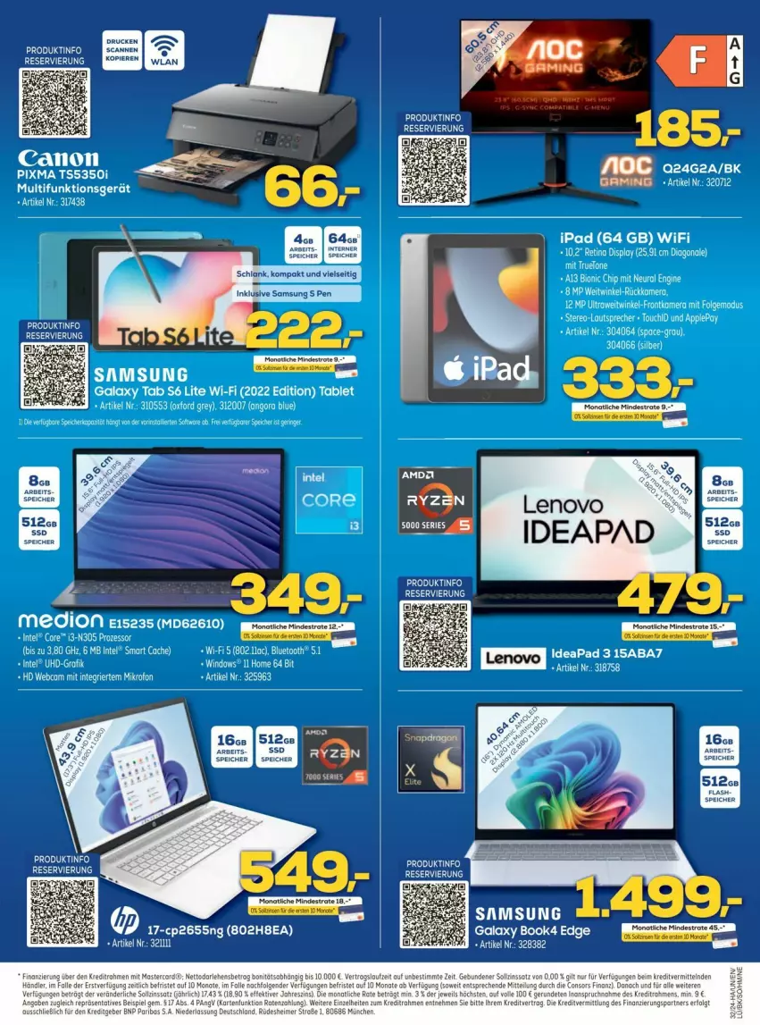 Aktueller Prospekt Euronics - Prospekte - von 05.08 bis 31.08.2024 - strona 11 - produkty: canon, consors finanz, eimer, eis, gin, ipad, lenovo, LG, mastercard, medion, monte, ryzen, sac, Sport, Ti