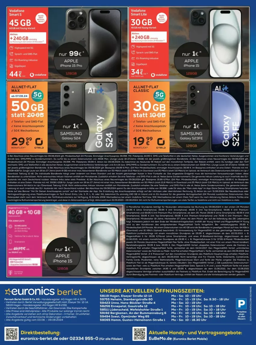 Aktueller Prospekt Euronics - Prospekte - von 05.08 bis 31.08.2024 - strona 12 - produkty: angebot, angebote, Apple, beere, beeren, beko, bree, eier, eis, elle, ente, Handy, Heu, olsen, Rauch, reis, Ria, Samsung, smartphone, spee, telefon, Ti, top-smartphone, uhr, Yo