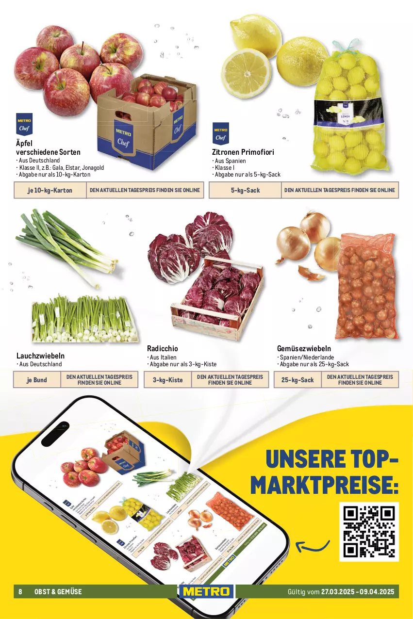 Aktueller Prospekt Metro - GastroJournal - von 27.03 bis 09.04.2025 - strona 8 - produkty: beere, beeren, beutel, bohne, bohnen, brötchen, coupon, eis, elle, erdbeere, erdbeeren, Gemüsezwiebel, korn, küche, kuchen, Küchen, Lauchzwiebel, lauchzwiebeln, mehrkornbrötchen, nuss, obst, prinzessbohnen, Radicchio, reis, sac, schnitten, schoko, Ti, tiefpreis, und gemüse, zitrone, zitronen, zwiebel, zwiebeln