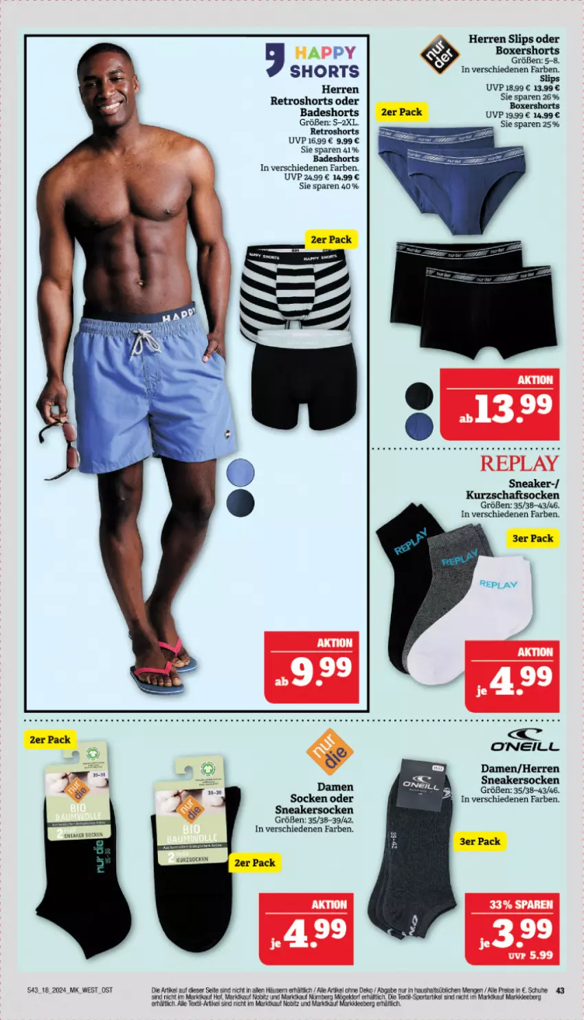 Aktueller Prospekt Marktkauf - Prospekt - von 28.04 bis 04.05.2024 - strona 43 - produkty: Bad, badeshorts, eis, Kurzschaftsocken, reis, retroshorts, schuhe, shorts, slip, slips, sneaker, sneakersocken, socken, Sport, Ti, ZTE