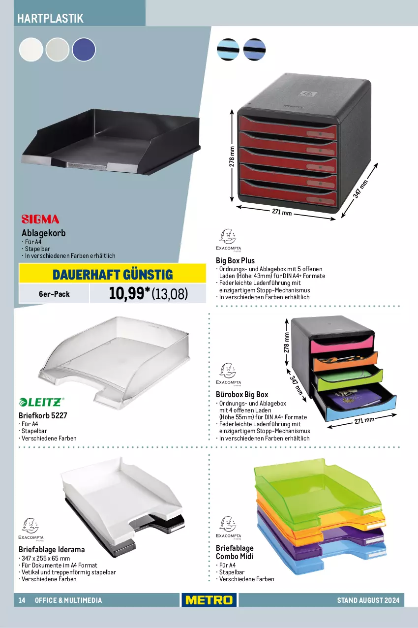 Aktueller Prospekt Metro - Office & Multimedia - von 22.08 bis 31.12.2024 - strona 14 - produkty: asti, auer, aufbewahrungsbox, brie, Briefkorb, din a4, Efko, ente, korb, lack, LG, office, papier, rama, schubladen, Ti