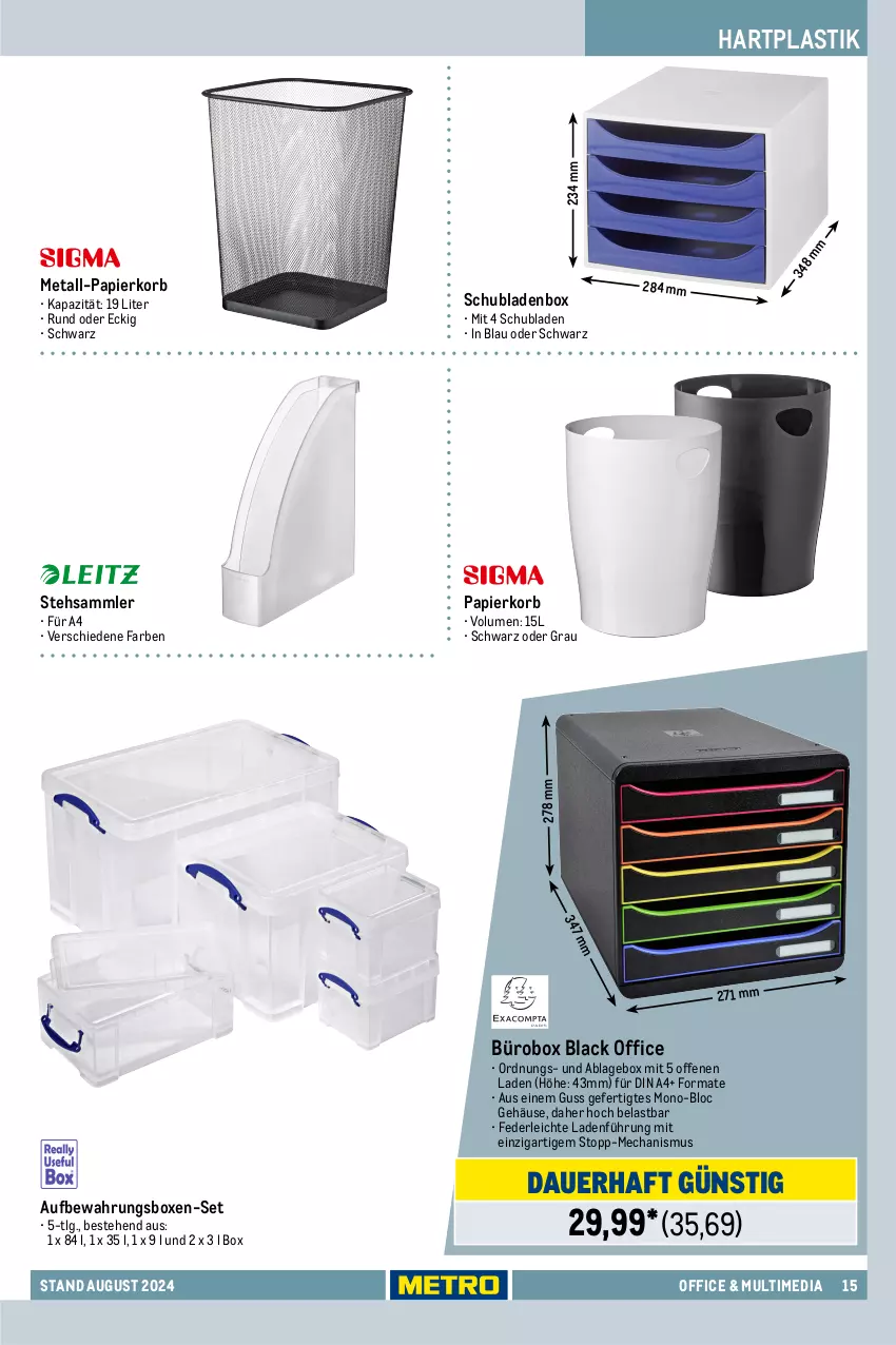 Aktueller Prospekt Metro - Office & Multimedia - von 22.08 bis 31.12.2024 - strona 15 - produkty: asti, auer, aufbewahrungsbox, brie, Briefkorb, din a4, Efko, ente, korb, lack, LG, office, papier, rama, schubladen, Ti