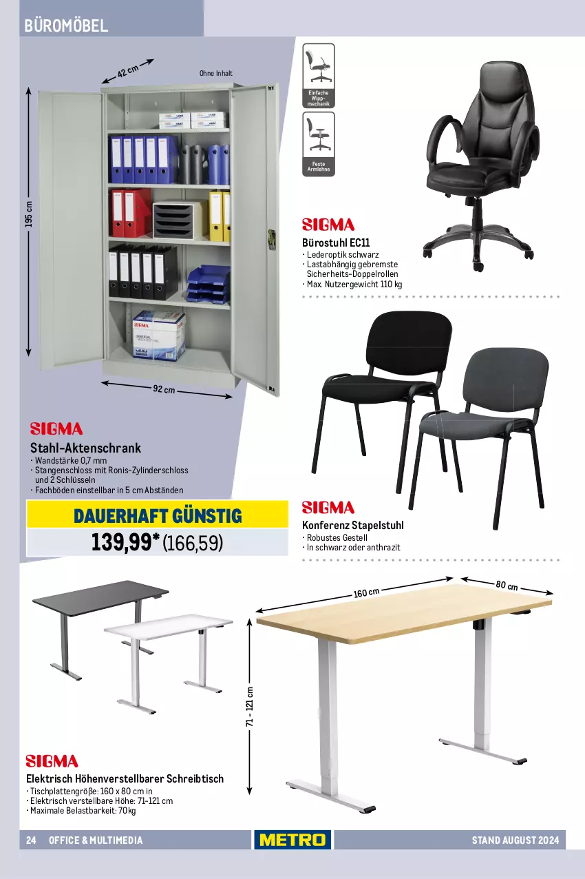 Aktueller Prospekt Metro - Office & Multimedia - von 22.08 bis 31.12.2024 - strona 24 - produkty: Aktenschrank, armlehnen, auer, HP, laminat, latte, möbel, office, rückenlehne, Schrank, schreibtisch, Spezi, stapelstuhl, stuhl, teppich, Ti, tisch, tischplatte, Tischplatten