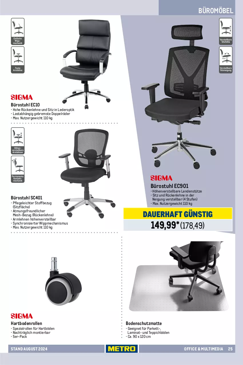 Aktueller Prospekt Metro - Office & Multimedia - von 22.08 bis 31.12.2024 - strona 25 - produkty: Aktenschrank, armlehnen, auer, HP, laminat, latte, möbel, office, rückenlehne, Schrank, schreibtisch, Spezi, stapelstuhl, stuhl, teppich, Ti, tisch, tischplatte, Tischplatten