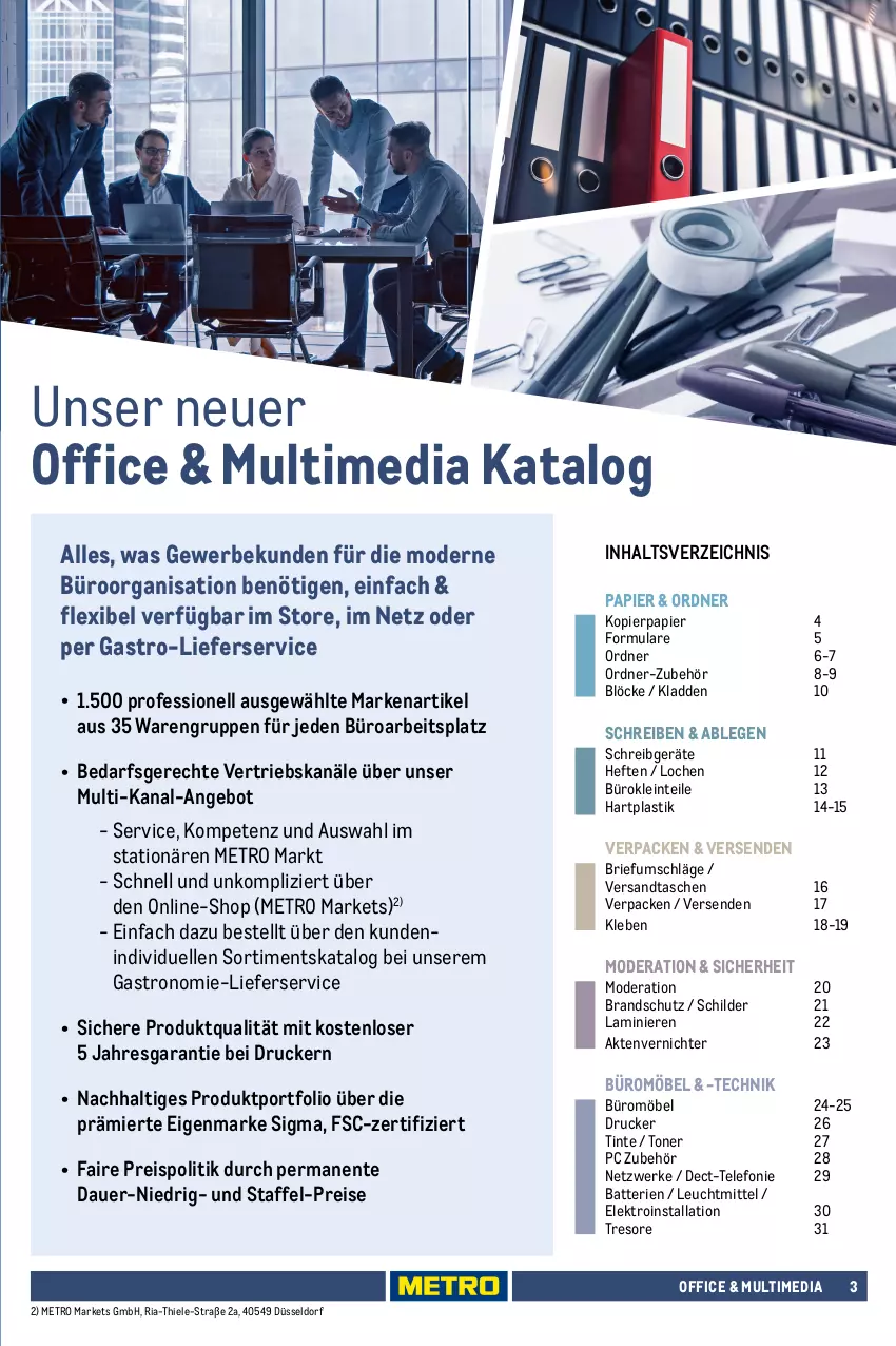 Aktueller Prospekt Metro - Office & Multimedia - von 22.08 bis 31.12.2024 - strona 3 - produkty: Aktenvernichter, angebot, asti, auer, batterie, batterien, brie, drucker, eis, Elektro, elle, ente, Hefte, kopierpapier, leuchtmittel, lieferservice, Metro, möbel, Mode, office, ordner, papier, reis, Ria, sigma, Tasche, taschen, telefon, Ti, Toner