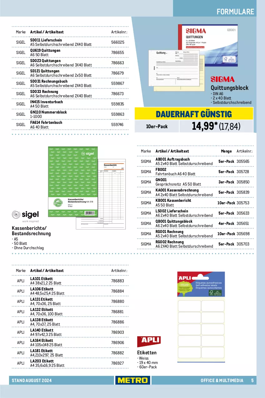 Aktueller Prospekt Metro - Office & Multimedia - von 22.08 bis 31.12.2024 - strona 5 - produkty: auer, buch, Clin, din a4, drucker, eis, Kette, kopierpapier, LG, office, papier, Rauch, sigma, Ti