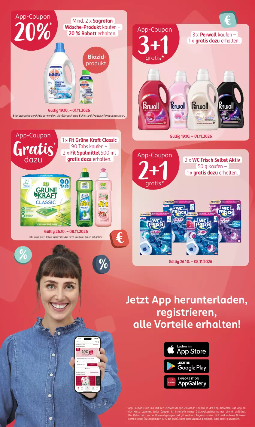 Aktueller Prospekt Rossmann - Prospekte - von 26.10 bis 30.10.2026 - strona 3 - produkty: angebot, angebotspreis, bio, biozidprodukte, coupon, coupons, eis, kraft, perwoll, Rauch, reis, rwe, sagrotan, spülmittel, Ti, wc frisch