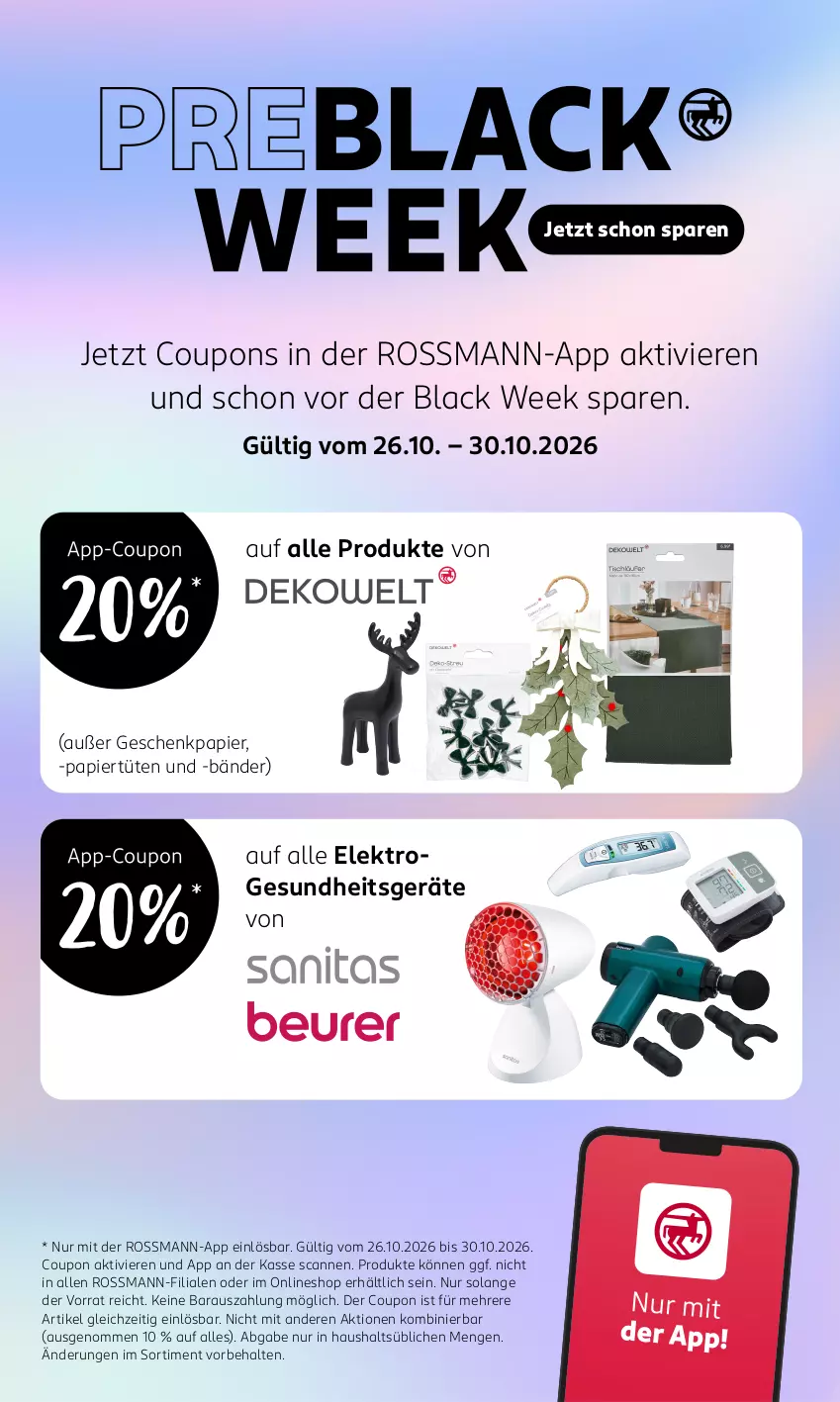 Aktueller Prospekt Rossmann - Prospekte - von 26.10 bis 30.10.2026 - strona 5 - produkty: black week, coupon, coupons, Elektro, Geschenkpapier, Gesundheit, lack, papier, Papiertüte, Ti, Tüte