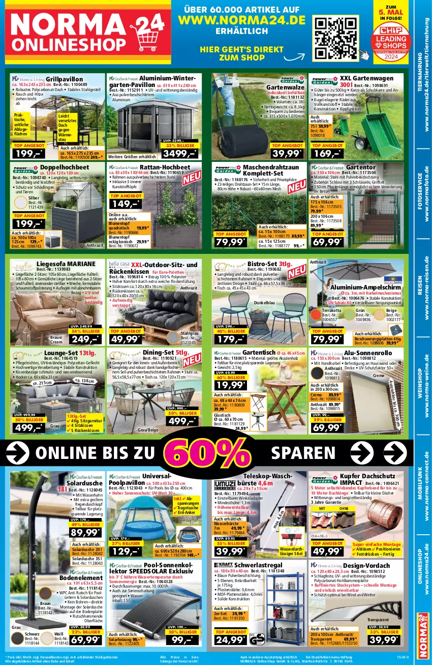 Aktueller Prospekt Norma - Norma - von 28.03 bis 14.04.2024 - strona 1 - produkty: adapter, ampelschirm, angebot, Anhänger, asti, blume, blumen, Bodenplatte, Bona, braun, bürste, creme, decke, Draht, dusche, eis, elle, erde, garnitur, Garten, gartentisch, grill, Grillpavillon, gsw, hocker, Hohlkammerplatte, Holz, kissen, latte, leine, LG, Liege, lounge-set, ndk, Palette, pavillon, pool, quad, Rauch, regal, reis, Ria, Rückenkissen, rwe, Schal, schwerlastregal, sitzkissen, Sofa, sonnenschutz, spee, stuhl, Tasche, Teleskop, Ti, Tiere, tiernahrung, tisch, topf, tragetasche, uv-schutz, wasser, wein, weine, weinshop, ZTE