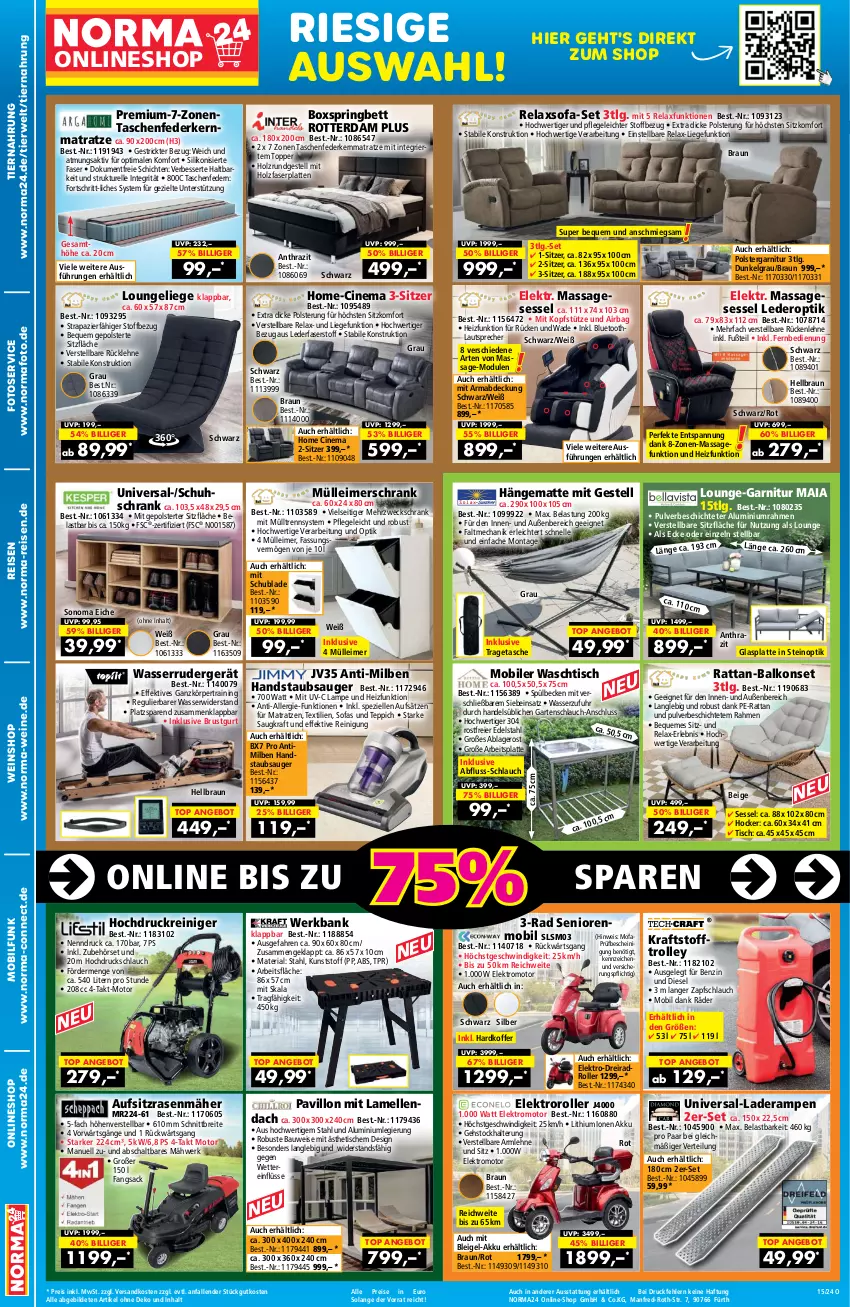 Aktueller Prospekt Norma - Norma - von 28.03 bis 14.04.2024 - strona 2 - produkty: akku, angebot, arbeitsplatte, Balkonset, Bank, Bau, bett, boxspringbett, braun, Brei, cin, Diesel, Dreirad, eckschrank, edelstahl, eier, eimer, eis, Elektro, Elektroroller, elle, federkern, federkernmatratze, fernbedienung, garnitur, Garten, gartenschlauch, gefu, glasplatte, handstaubsauger, hängematte, hochdruckreiniger, hocker, Holz, kernmatratze, koffer, kopfstütze, kraft, Lampe, latte, lautsprecher, leimer, LG, Liege, mab, matratze, matratzen, mehrzweckschrank, ndk, pavillon, rasen, rasenmäher, reiniger, Reinigung, reis, rel, Ria, ring, Roller, rückenlehne, rwe, sac, Schal, schlauch, Schrank, sessel, Sofa, sonoma eiche, Spezi, staubsauger, Tasche, taschen, taschenfederkernmatratze, teppich, Ti, tiernahrung, tisch, topper, tragetasche, trolley, uhr, uhu, waschtisch, wasser, weck, wein, weine, weinshop