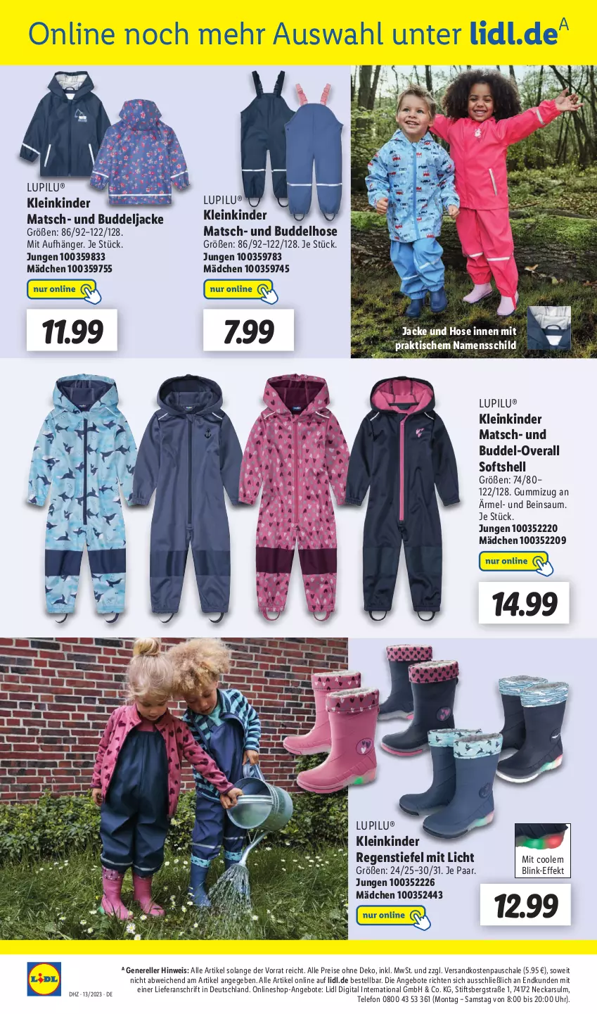 Aktueller Prospekt Lidl - Wochen-Highlights im Onlineshop - von 27.03 bis 02.04.2023 - strona 4 - produkty: angebot, angebote, eis, elle, hose, Jacke, Kinder, lupilu, ndk, Overall, reis, rel, Schal, Schale, telefon, Ti, tisch, uhr