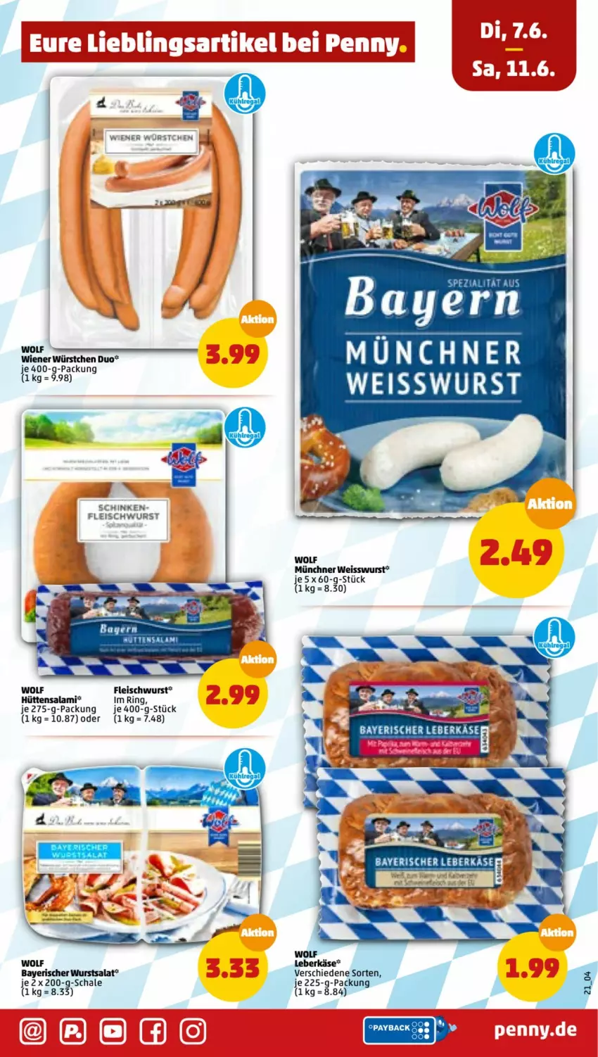 Aktueller Prospekt Penny - Prospekte - von 06.06 bis 11.06.2022 - strona 21 - produkty: eis, fleisch, fleischwurst, Käse, leberkäs, leberkäse, ring, salami, salat, Schal, Schale, wurst