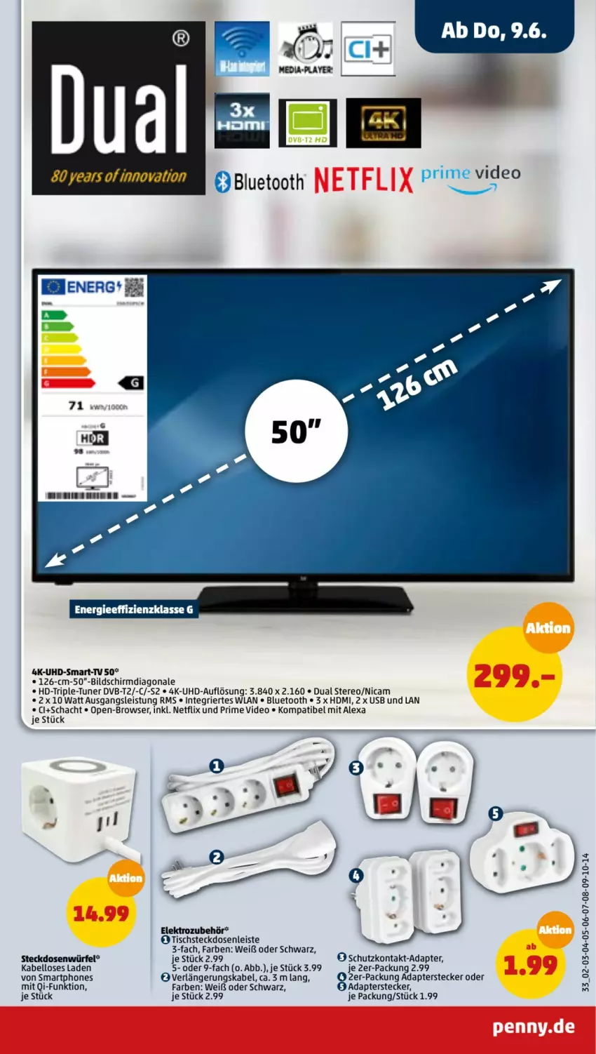 Aktueller Prospekt Penny - Prospekte - von 06.06 bis 11.06.2022 - strona 33 - produkty: adapter, alexa, deo, dvb, DVB-T, eis, Elektro, HDMI, netflix, smartphone, smartphones, steckdose, Steckdosenleiste, Ti, tisch, tuner, uhd, usb, würfel